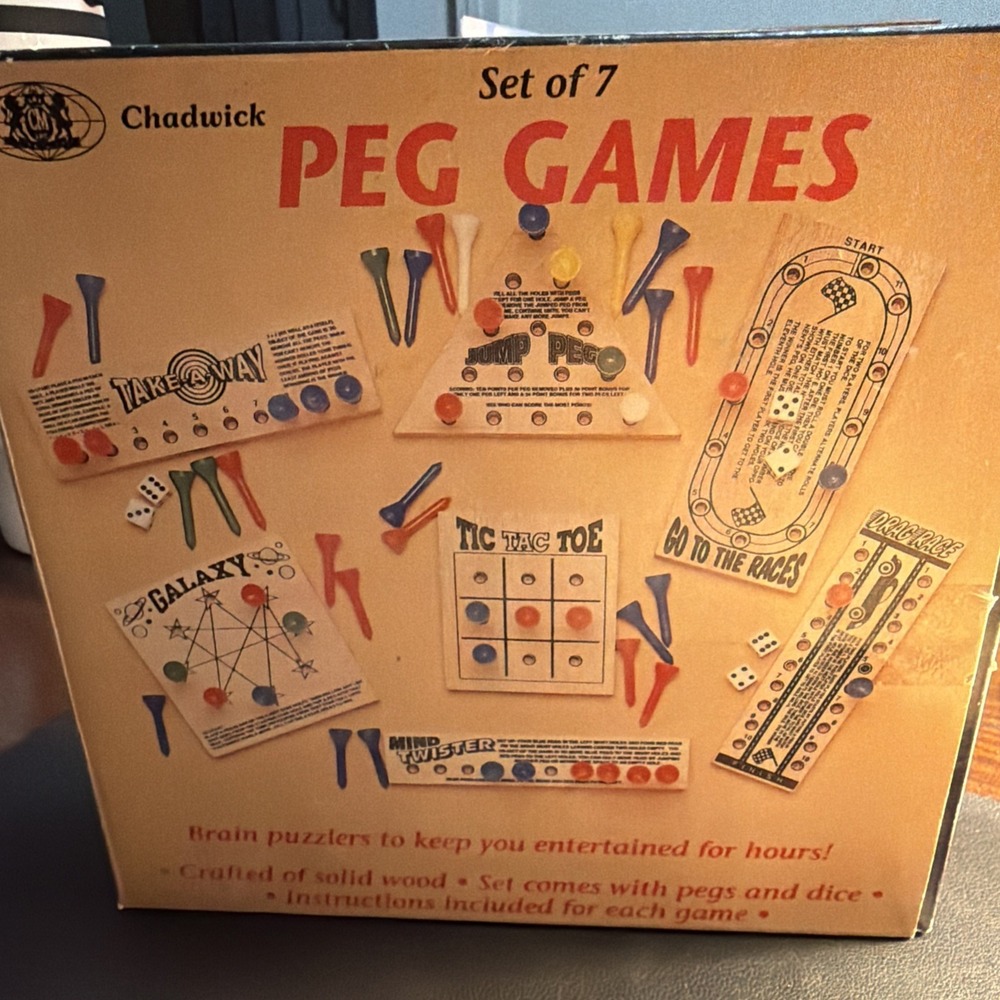 Chadwick Set of 7 Peg Games 1989 Complete Mostly New Sealed